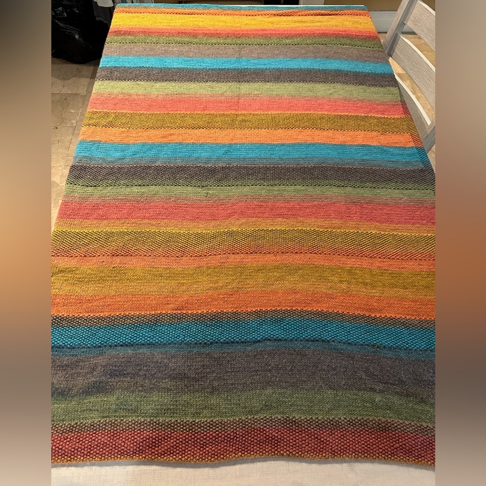 Multicolor Striped Knit Throw Blanket - Cozy Home Accent - Picture 2 of 5